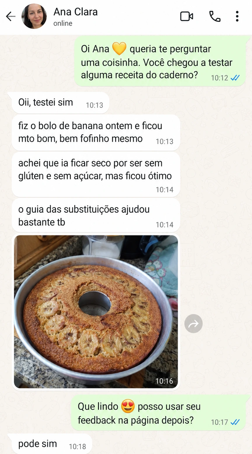 Depoimento sobre bolo de banana do Caderno Doce da Vó Tereza